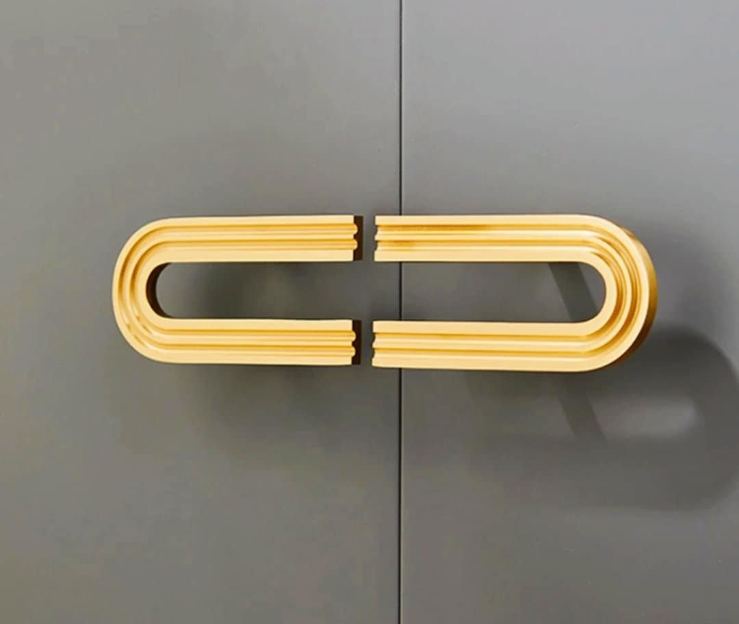 Wide gold brass retro pattern handle/large cabinet pull/big door handle/Wide gold drawer pull/kitchen furniture hardware/mid century modern