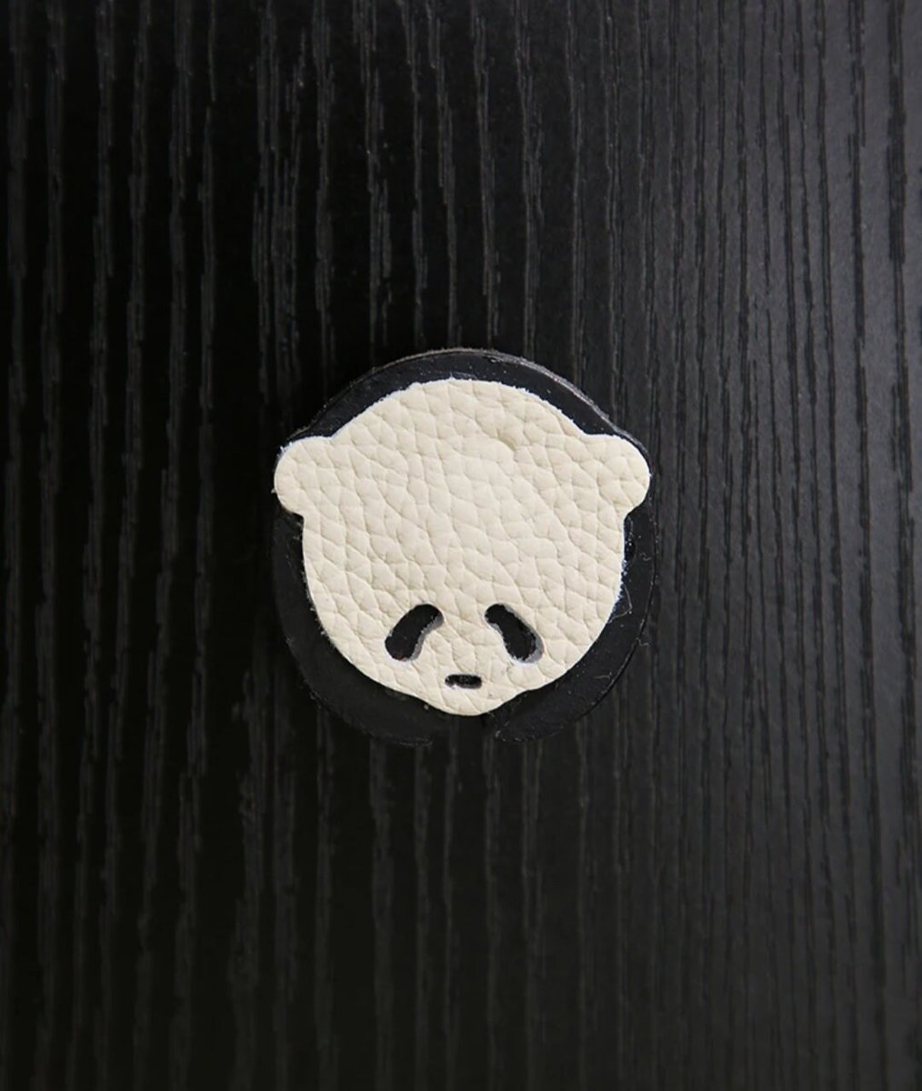 Black and white panda drawer handle/Leather panda cabinet pull/Kids panda door handle/Leather hardware/Childrens decor/Panda door knob