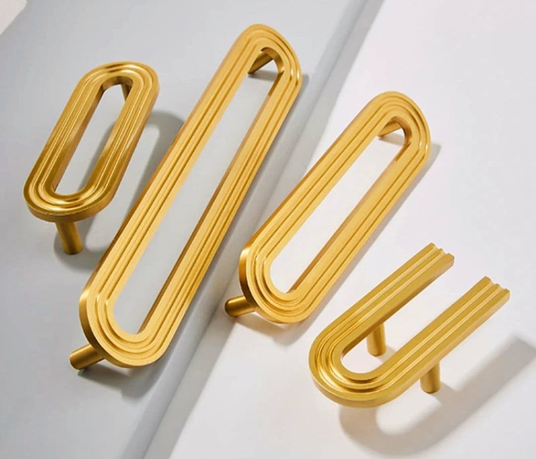 Wide gold brass retro pattern handle/large cabinet pull/big door handle/Wide gold drawer pull/kitchen furniture hardware/mid century modern