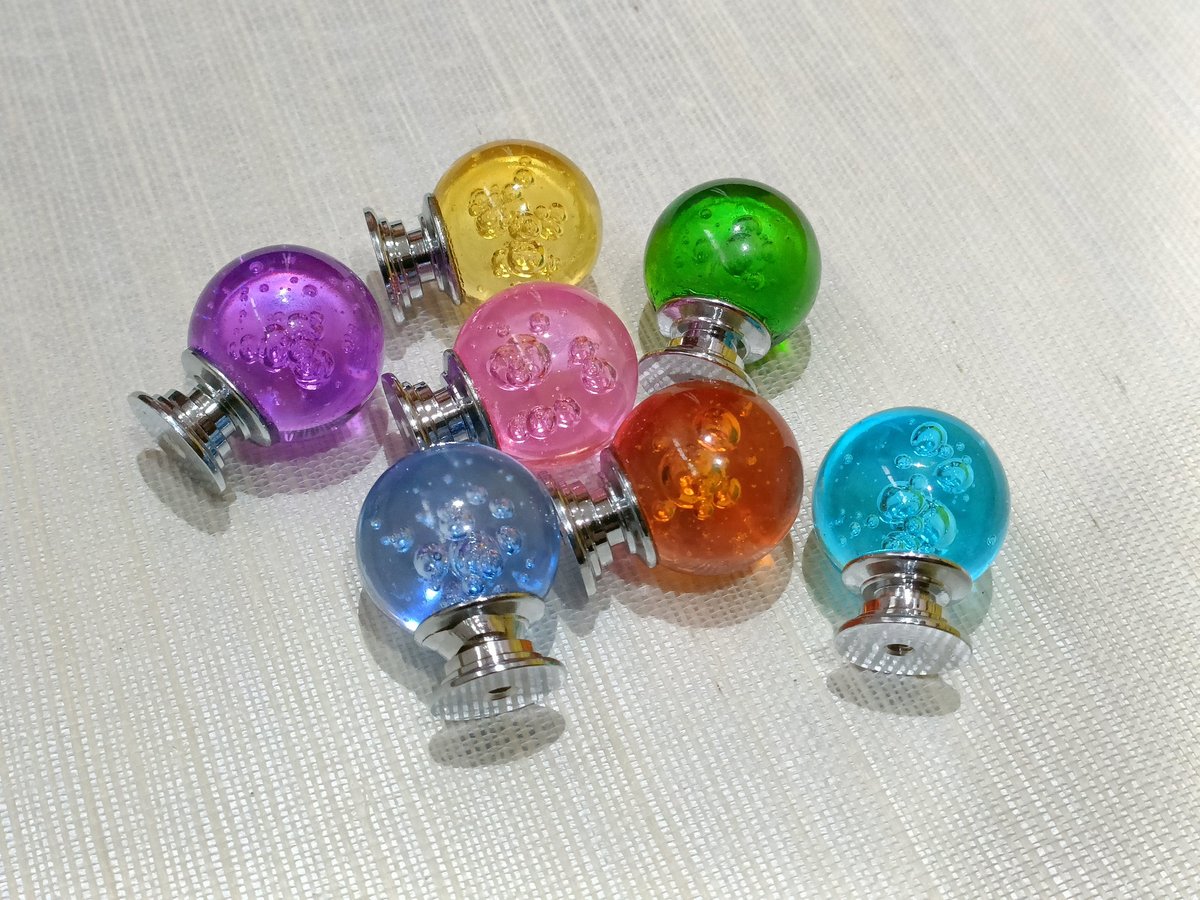 Rainbow bubbly glass ball drawer knob/Colourful glass cabinet handle/Rainbow furniture hardware/nursery door handle/Children's room decor
