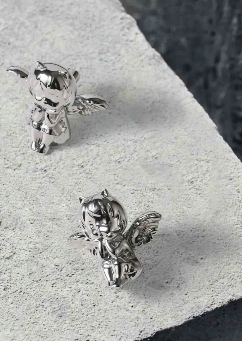 Sweet little angel door handle/Fairy Cabinet Pull/Gold or Silver Angel drawer pull/Brass angelic themed furniture hardware/Fairy handle