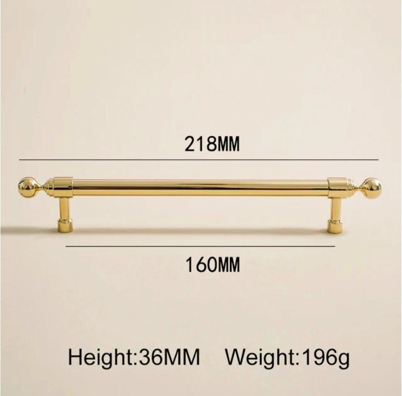 Shiny gold brass cabinet bar handle/Gold polished classic design cabinet drawer pull/Shiny gold furniture hardware/kitchen drawer handle