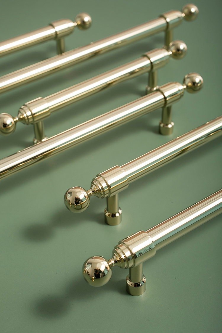 Shiny gold brass cabinet bar handle/Gold polished classic design cabinet drawer pull/Shiny gold furniture hardware/kitchen drawer handle