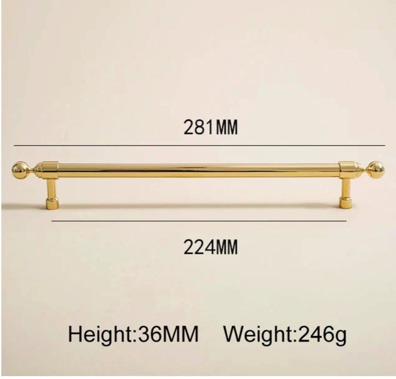 Shiny gold brass cabinet bar handle/Gold polished classic design cabinet drawer pull/Shiny gold furniture hardware/kitchen drawer handle