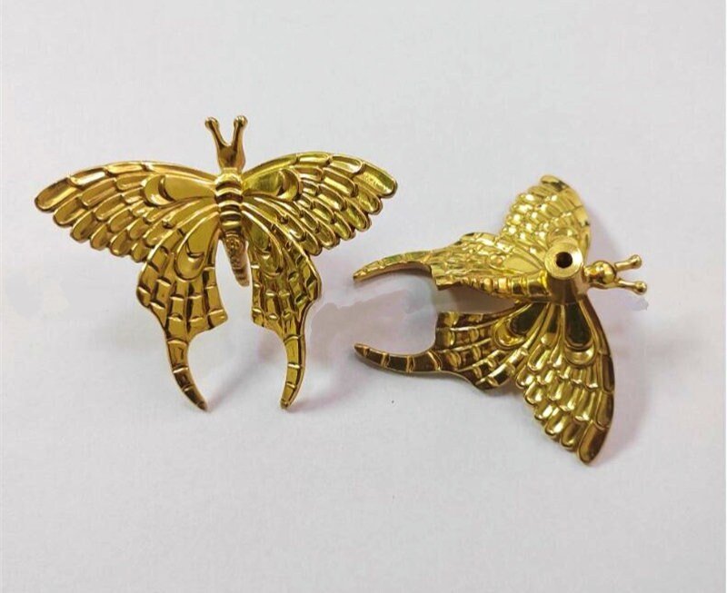 Gold Brass butterfly cabinet handle/Shiny gold moth cabinet pull/butterfly door handle/gold butterfly knob/Gold furniture hardware