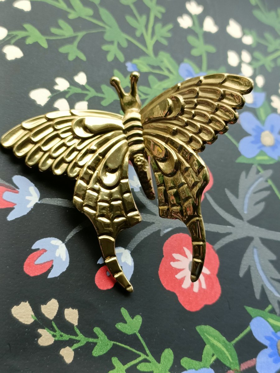 Gold Brass butterfly cabinet handle/Shiny gold moth cabinet pull/butterfly door handle/gold butterfly knob/Gold furniture hardware
