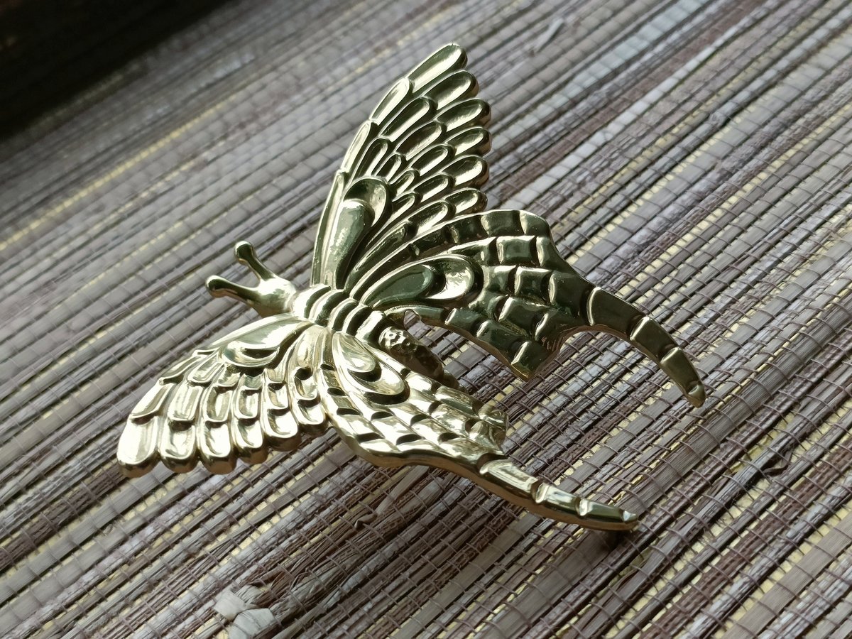 Gold Brass butterfly cabinet handle/Shiny gold moth cabinet pull/butterfly door handle/gold butterfly knob/Gold furniture hardware