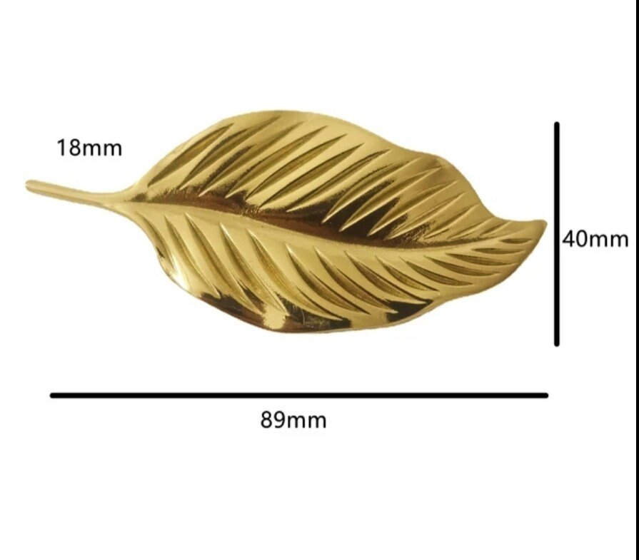 Shiny gold brass leaf cabinet handle/Gold Autumn leaf drawer pull/Gold leaves door handle/Fall leaf drawer knob/gold furniture hardware