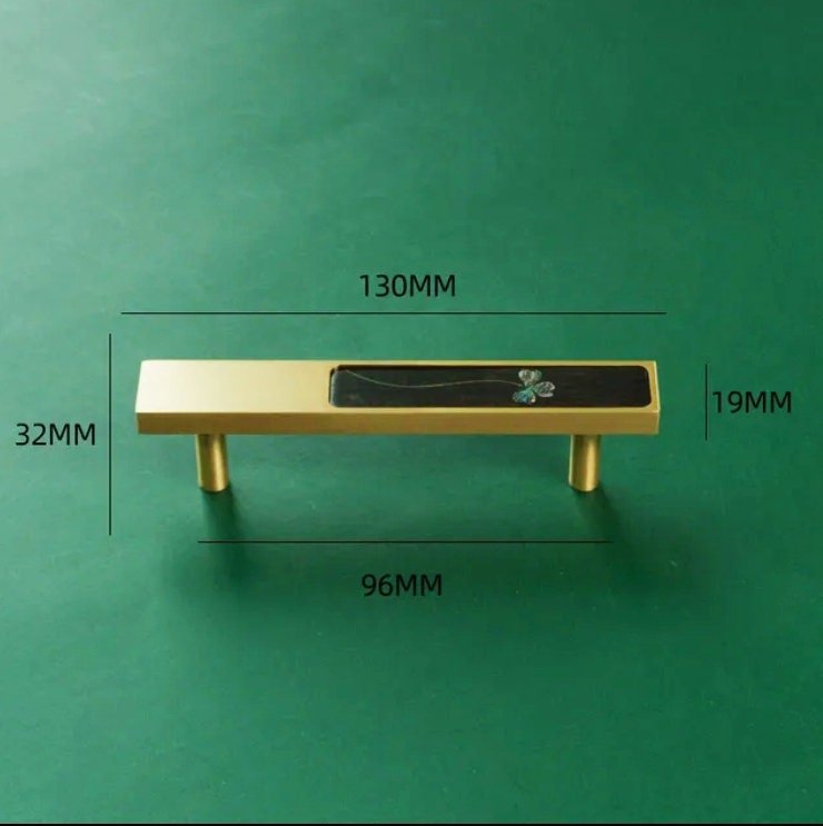 Pearl inlay drawer pull/Pearl and brass inlaid drawer pull/Intricate pearl inlay cabinet pull/Clover door handle/Luxury pearl hardware