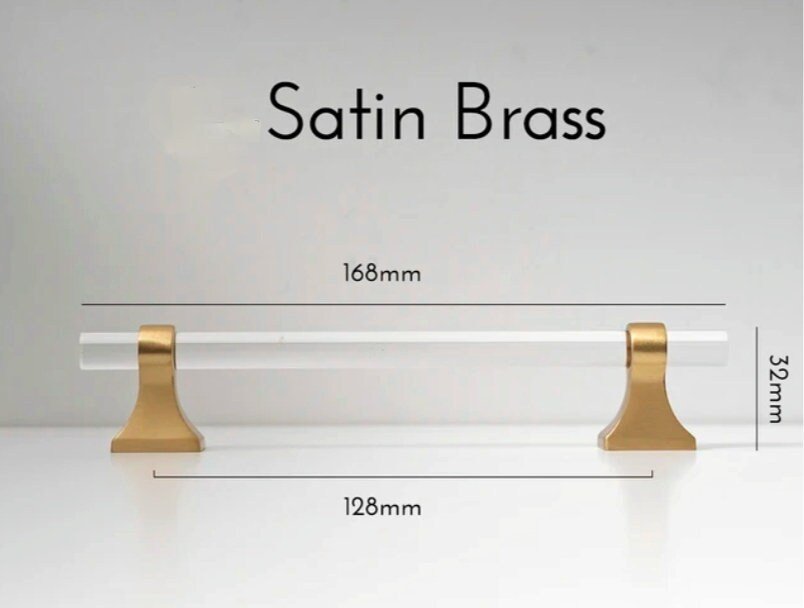 Gold brass and clear lucite cabinet bar pull handle/Acrylic drawer handle/lucite furniture hardware/brass transparent resin cabinet handle