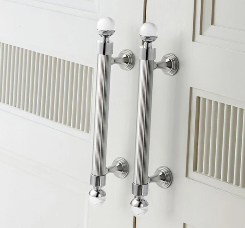 Silver cabinet handle with crystals/Solid chromed brass and gemstone drawer pull/Crystal door handle/wardrobe handle/Crystal door handle