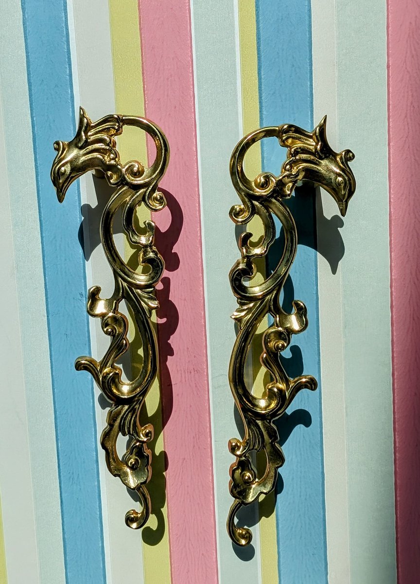 Phoenix and smoke design cabinet handle/solid gold brass oriental design drawer pull/Gold wardrobe door handle/phoenix rising door handle