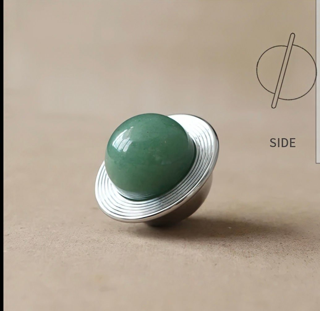 Planet shaped crystal ball drawer handle/Crystal and Chrome drawer pull/Silver Gemstone door knob/polished stone cabinet handle/Space decor