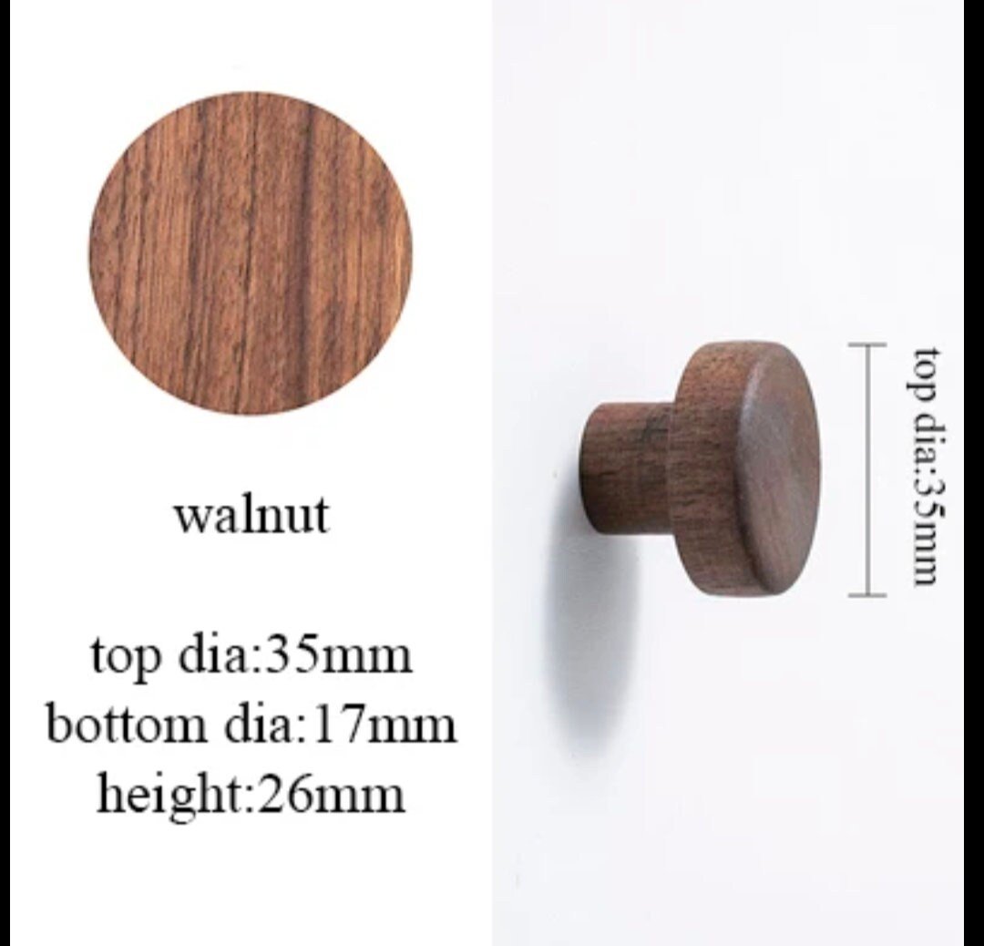 Round wooden cabinet handle/Classic wood drawer pull/Wooden furniture hardware/Natural wood door handle/Walnut, Ash, beech wood hardware