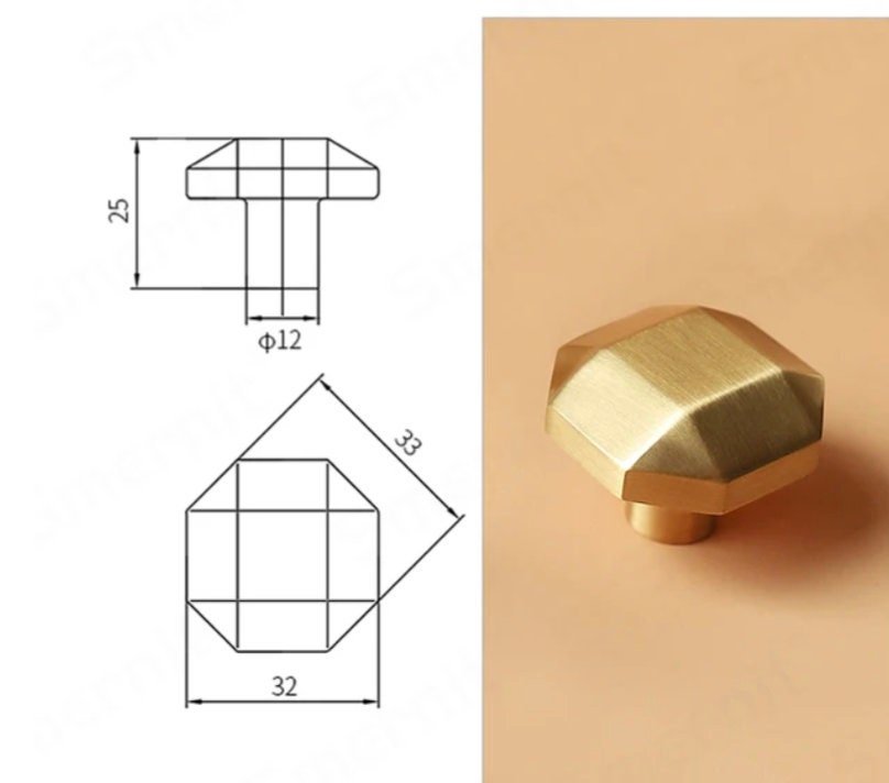 Classic style solid brass drawer knob/Geometric gold cabinet pull/Gold door knob/Gold drawer pull/furniture hardware/cabinet renovation