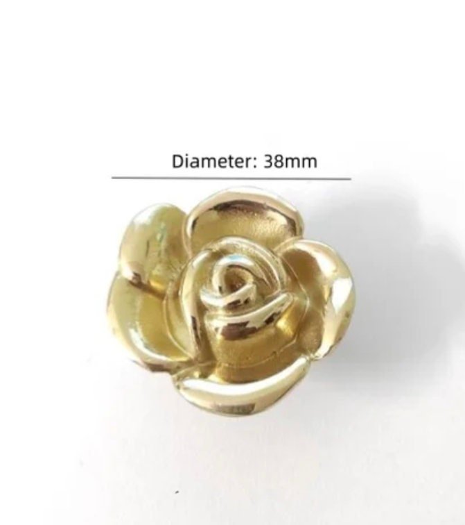Gold brass rose door handle/Rose cabinet pull/Gold rose drawer knob/Flower shaped cabinet handle/Floral door knob/Brass furniture hardware