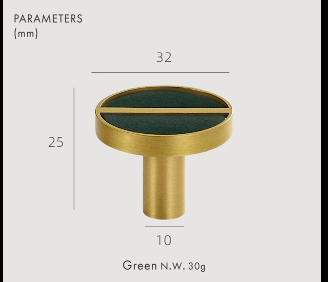Neutral colour leather insert split circle design cabinet handle/leather door handle/geometric drawer pull/gold furniture hardware/door knob