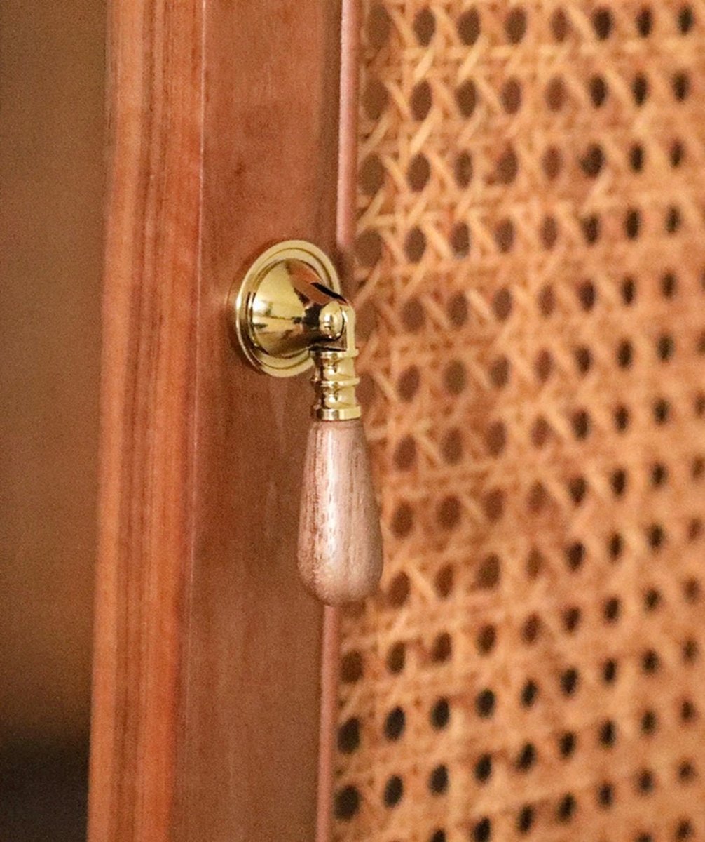 Walnut wood and brass drop handle/Wooden drop drawer pull/Gold or silver cabinet pull/Wooden furniture hardware/Dresser door knob