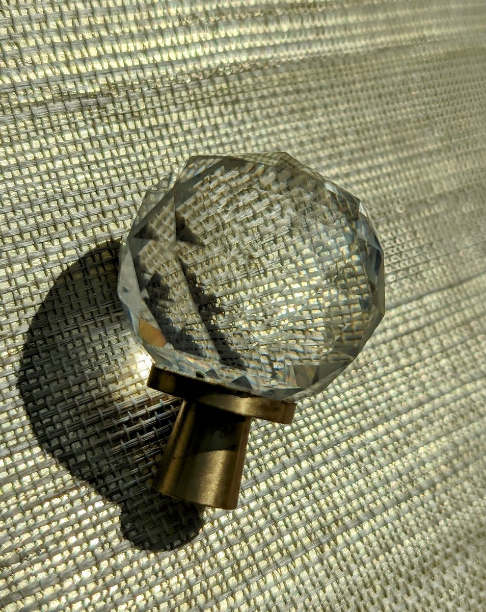 Geometric cut sparkling quartz crystal cabinet pull/Clear crystal drawer knob/Gemstone door handle/crystal hardware/Crystal and brass handle