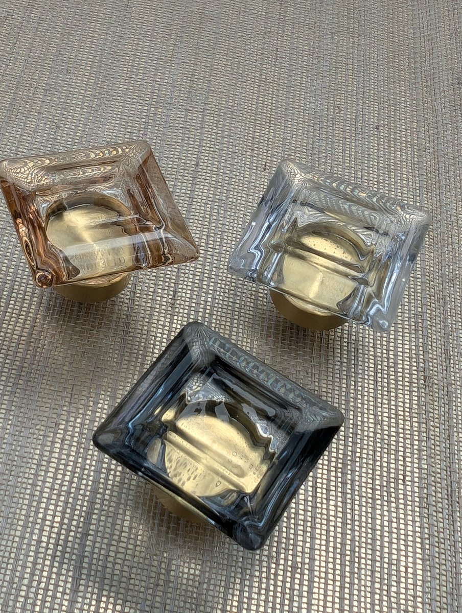 Antique style square cut glass decorative door knob/Vintage style glass cabinet handle/IKEA hack drawer pull/square decorative door handle