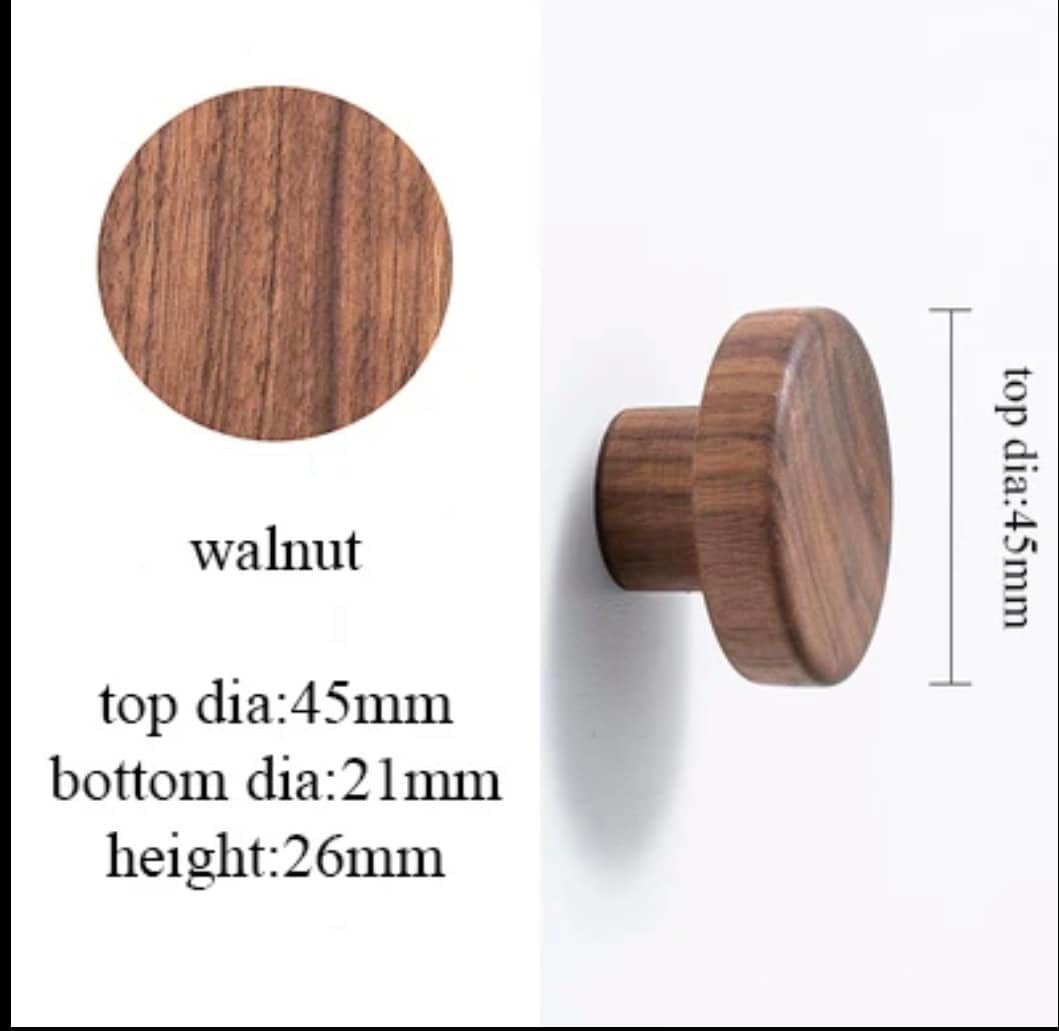 Round wooden cabinet handle/Classic wood drawer pull/Wooden furniture hardware/Natural wood door handle/Walnut, Ash, beech wood hardware