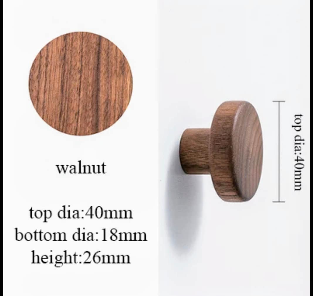Round wooden cabinet handle/Classic wood drawer pull/Wooden furniture hardware/Natural wood door handle/Walnut, Ash, beech wood hardware