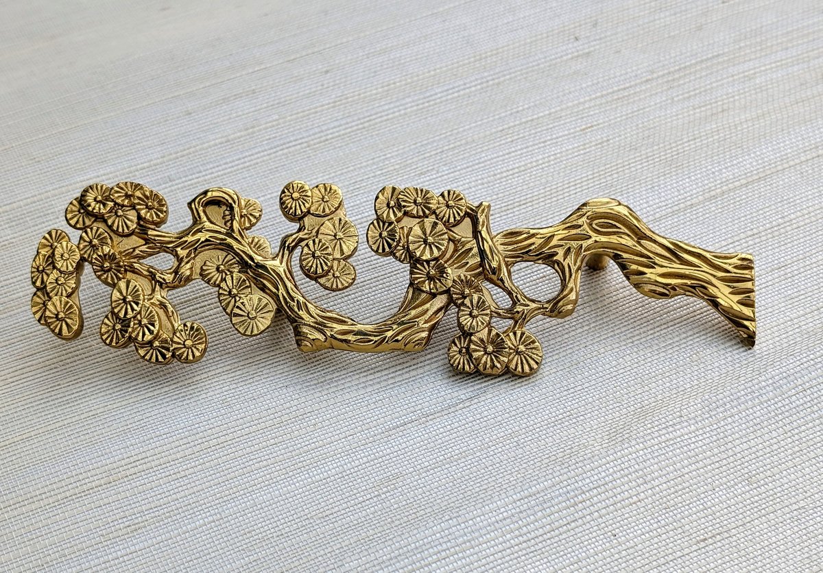 A Pair of cypress tree drawer handles/Gold wardrobe door handles/Large brass cabinet handles/Tree shaped door handles/Furniture hardware