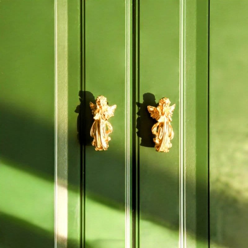 Gold brass Angel door handle/Guardian Angel Cabinet Pull/Gold Fairy drawer pull/Gold angelic themed furniture hardware/Sweet Angel door knob