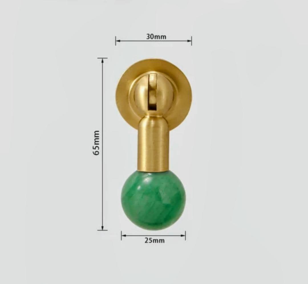 Crystal and gold brass drop handle/Semi precious stone drop drawer pull/Brass cabinet pull/Crystal furniture hardware/Dresser door handle