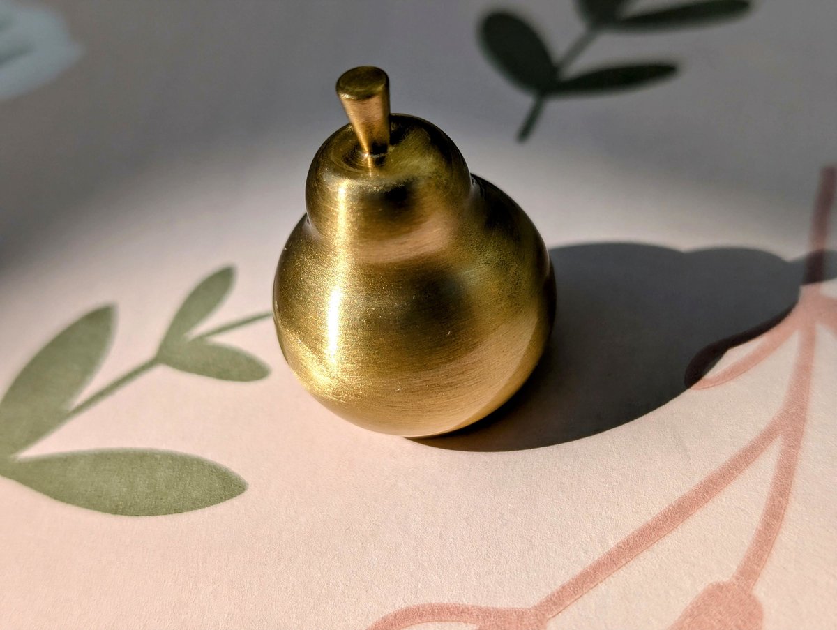 Golden pear cabinet pull/Gold brass pear door knob/Autumn theme decor/Brass drawer handle/home improvement/Gold pear door handle/Fruit knob
