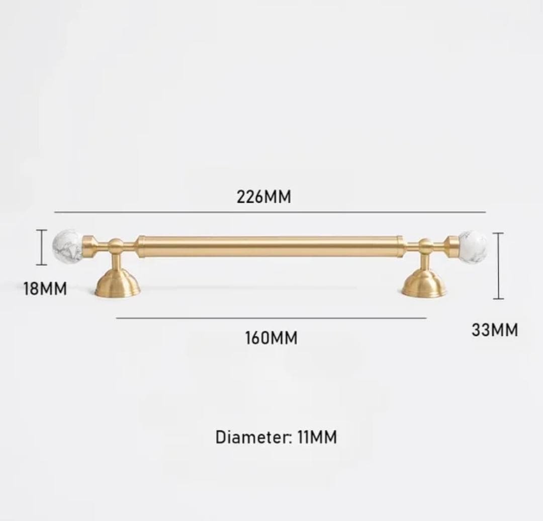White marble and brass bar handle/Stone and brass drawer pull/unique cabinet handle/IKEA hack/wardrobe door handle/Geometric shaped hardware