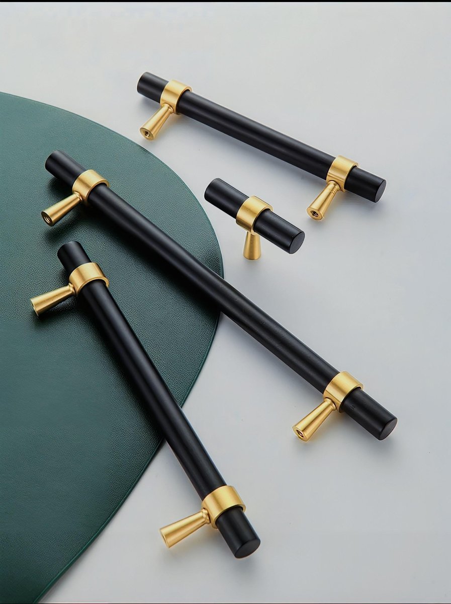 Matte black and gold brass cabinet bar handle/Black and gold drawer pull/Matte black and gold door handle/Black and Gold furniture hardware