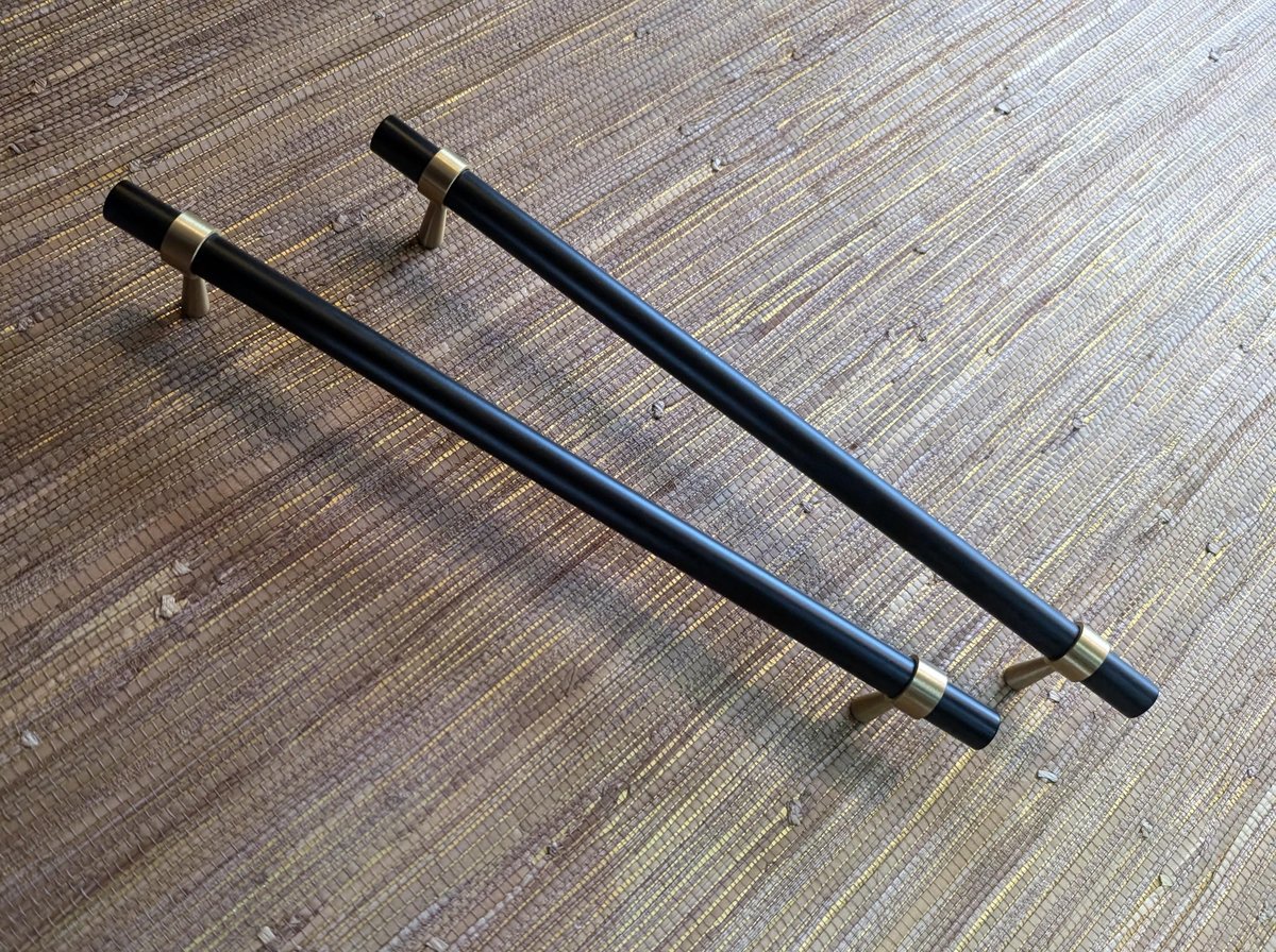 Matte black and gold brass cabinet bar handle/Black and gold drawer pull/Matte black and gold door handle/Black and Gold furniture hardware
