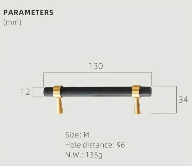 Matte black and gold brass cabinet bar handle/Black and gold drawer pull/Matte black and gold door handle/Black and Gold furniture hardware