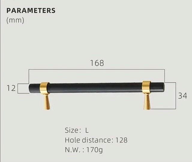 Matte black and gold brass cabinet bar handle/Black and gold drawer pull/Matte black and gold door handle/Black and Gold furniture hardware