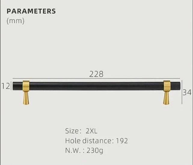 Matte black and gold brass cabinet bar handle/Black and gold drawer pull/Matte black and gold door handle/Black and Gold furniture hardware