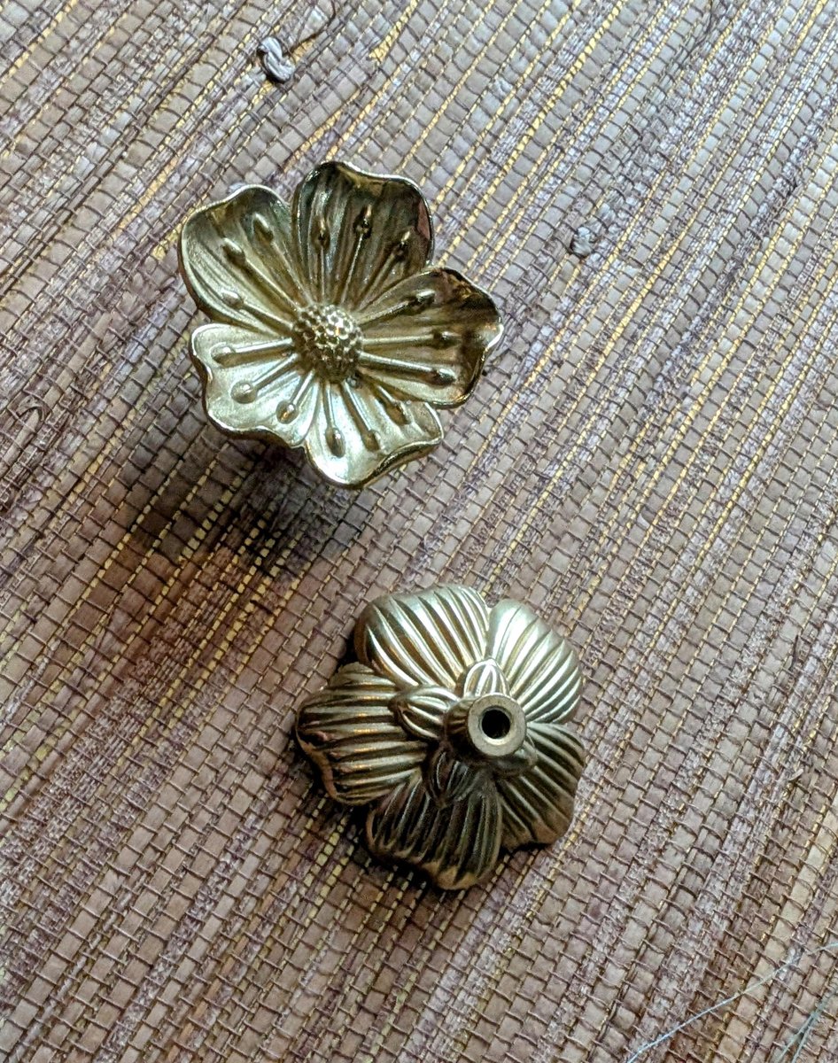 Beautiful gold brass cherry blossom cabinet handle/Brass flower shaped drawer pull/Gold brass bloom door knob/bedroom furniture hardware