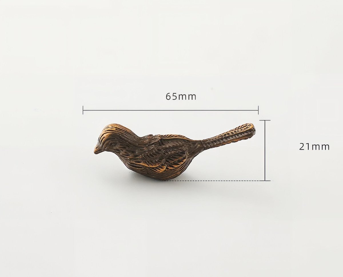 Small detailed bronze bird drawer handle/Bronze sparrow shaped cabinet pull/small chickadee door knob/nursery furniture hardware