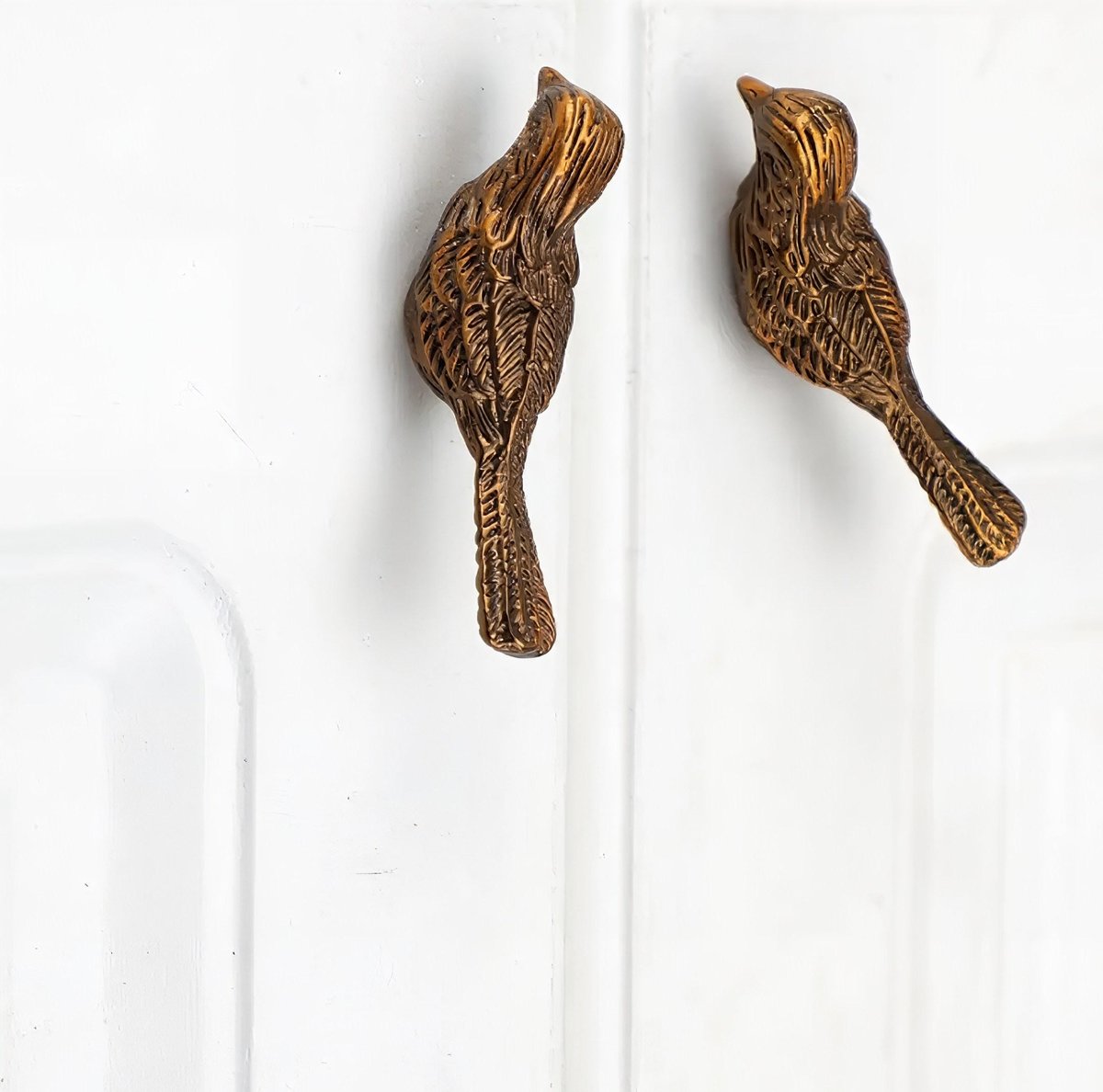 Small detailed bronze bird drawer handle/Bronze sparrow shaped cabinet pull/small chickadee door knob/nursery furniture hardware