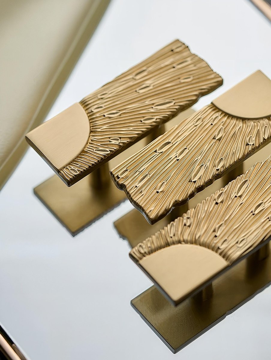 Gold brass sunray design rectangle bar handles/Gold sun ray drawer pull/kitchen cabinet handles/Brass door handles/Gold furniture hardware