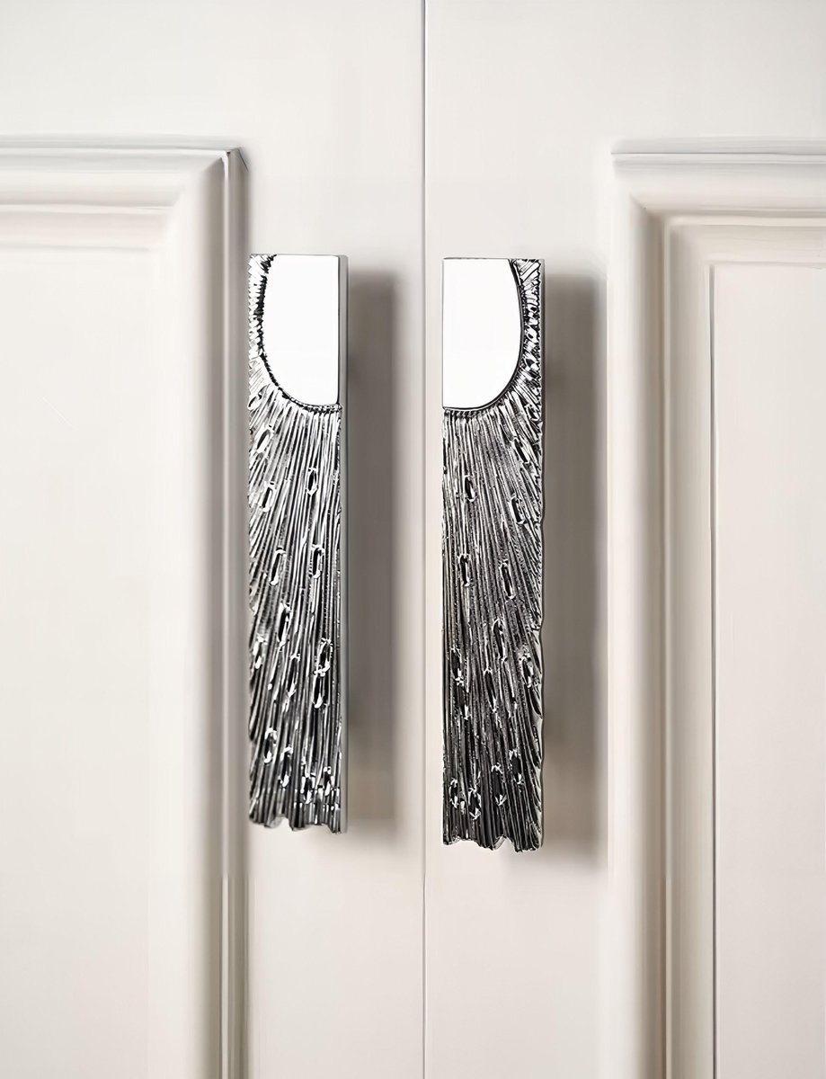 Silver sunray design rectangle bar handles/Chrome sun ray drawer pull/kitchen cabinet handles/Brass door handles/Silver furniture hardware