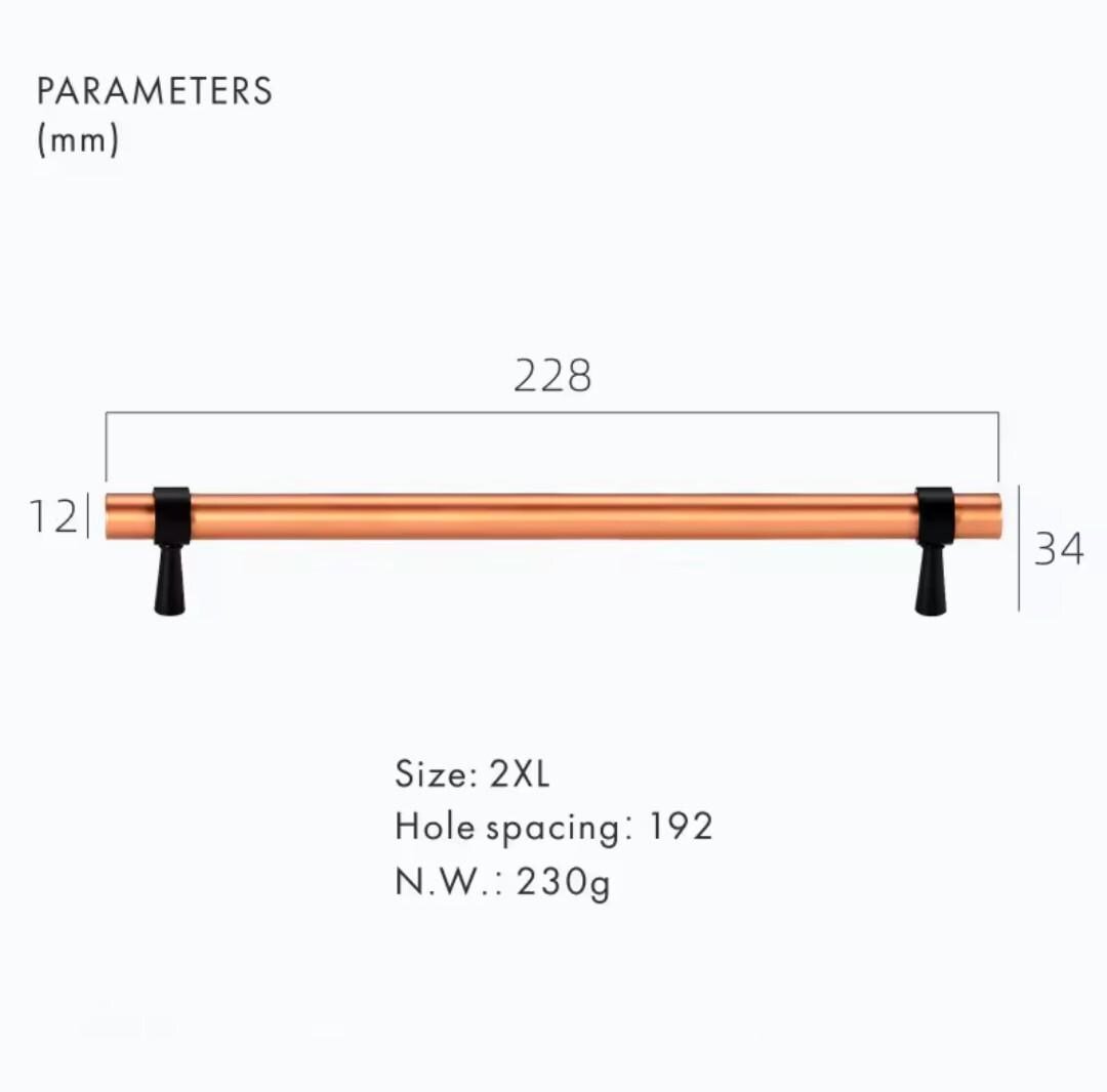 Rose Gold and Black cabinet bar handles/copper and black drawer pull/kitchen hardware/renovation project door handle/rose gold cabinet pulls