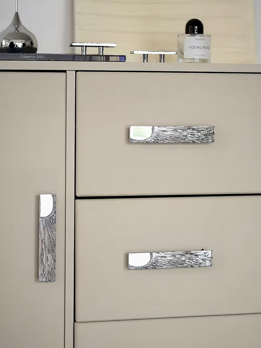 Silver sunray design rectangle bar handles/Chrome sun ray drawer pull/kitchen cabinet handles/Brass door handles/Silver furniture hardware