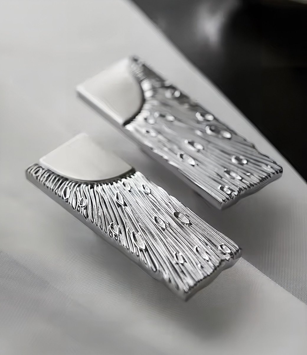 Silver sunray design rectangle bar handles/Chrome sun ray drawer pull/kitchen cabinet handles/Brass door handles/Silver furniture hardware