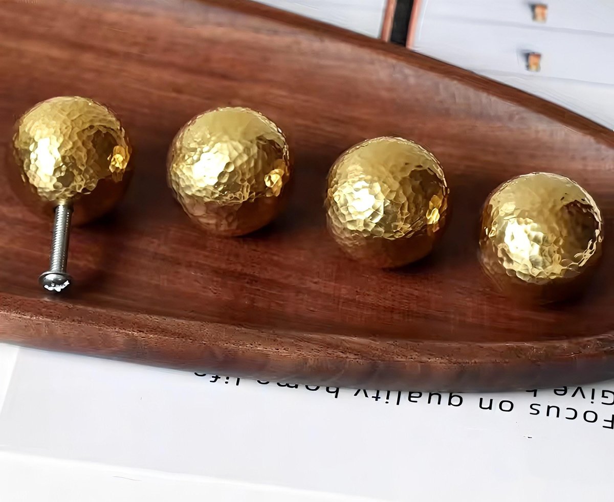 Shiny hammered brass ball drawer knob/textured gold ball cabinet pull/shiny gold ball drawer handle/brass furniture hardware/round gold knob