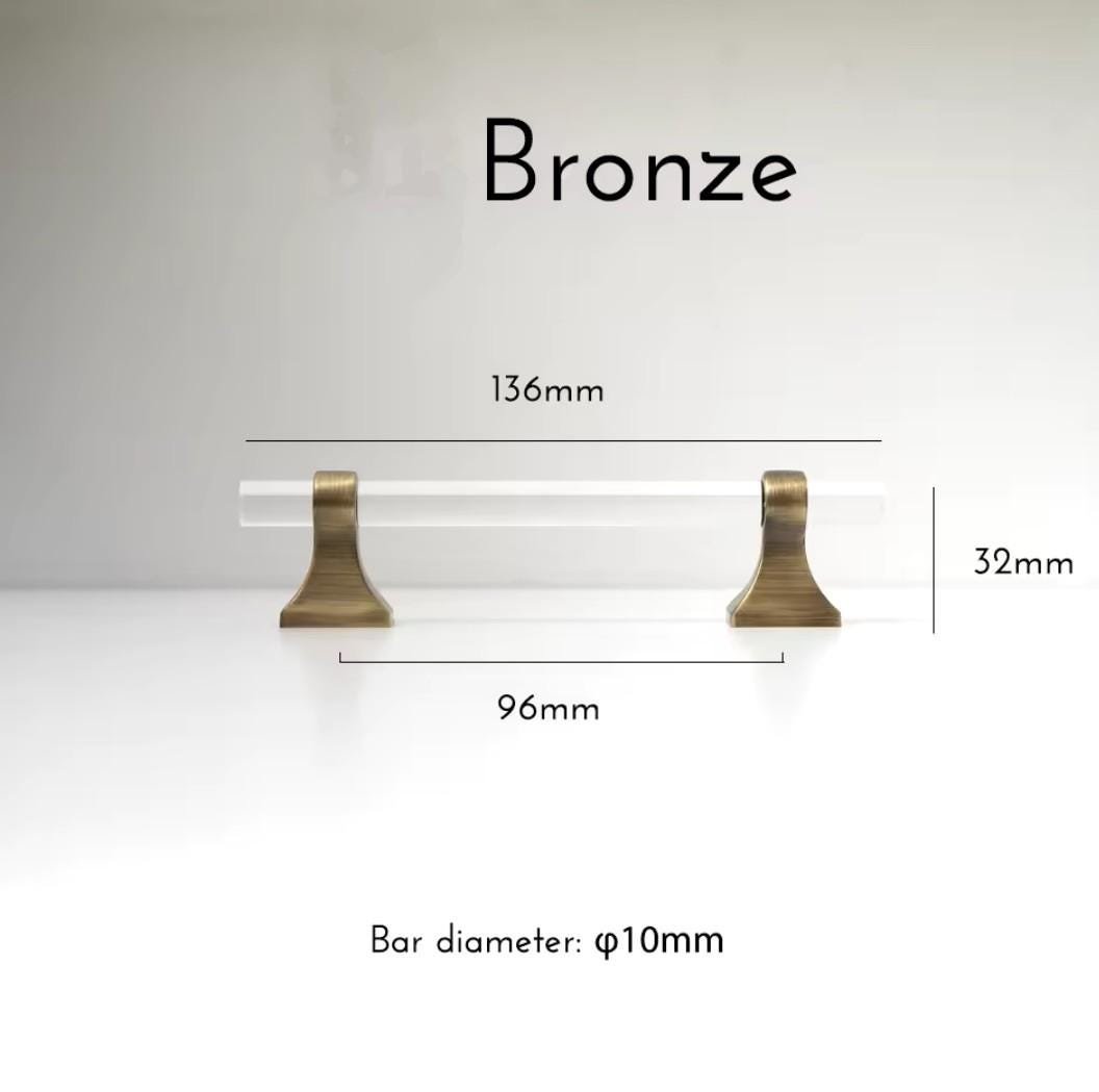 Aged brass and clear lucite cabinet bar pull handle/Acrylic drawer handle/lucite furniture hardware/brass transparent resin cabinet handle