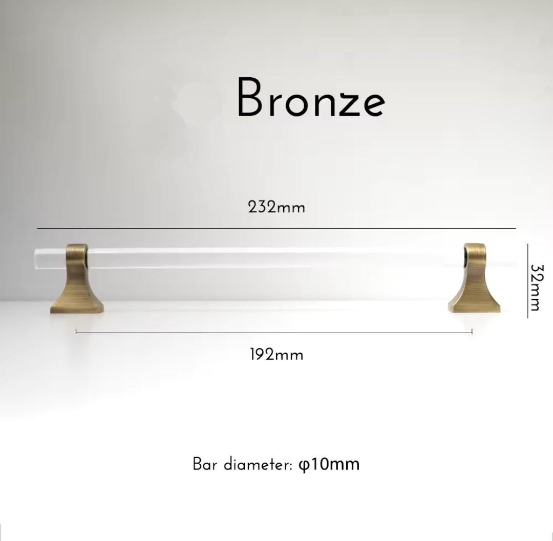 Aged brass and clear lucite cabinet bar pull handle/Acrylic drawer handle/lucite furniture hardware/brass transparent resin cabinet handle