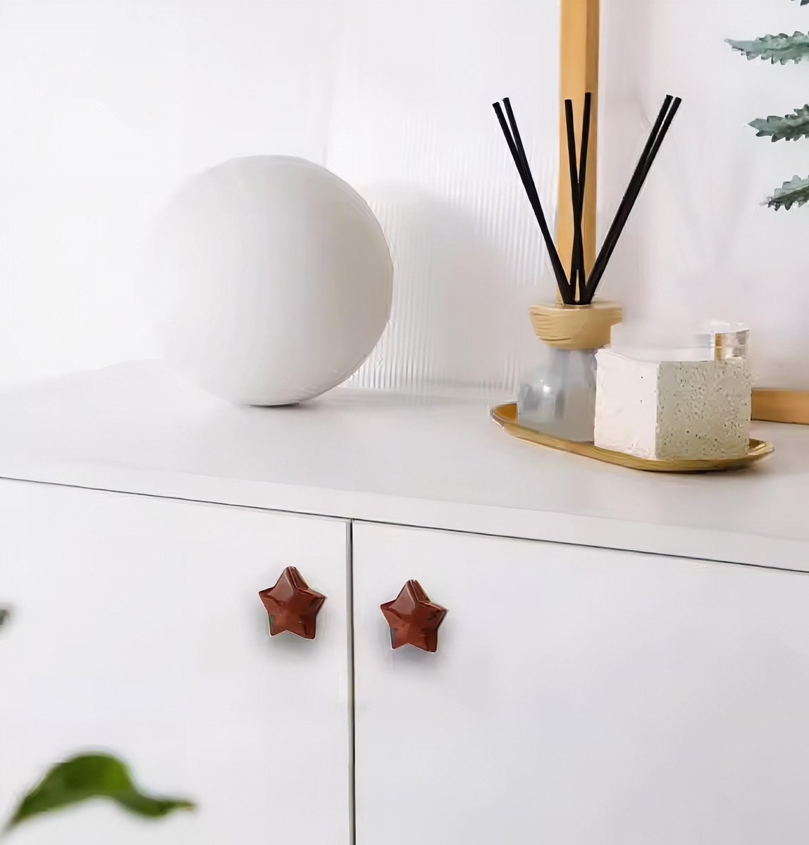 Star shaped crystal drawer handle/Decorative crystal and brass drawer pull/Gemstone door handle/Crystal hardware/Stone cabinet handle