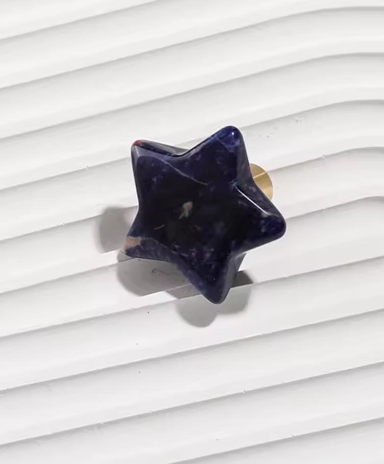 Star shaped crystal drawer handle/Decorative crystal and brass drawer pull/Gemstone door handle/Crystal hardware/Stone cabinet handle