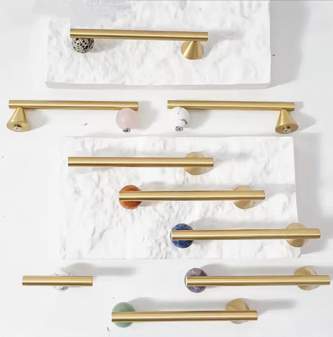 Gold retro geometric bar handle for kitchen, bedroom or bathroom makeover/mid century drawer pull/bright coloured door furniture/stone knob